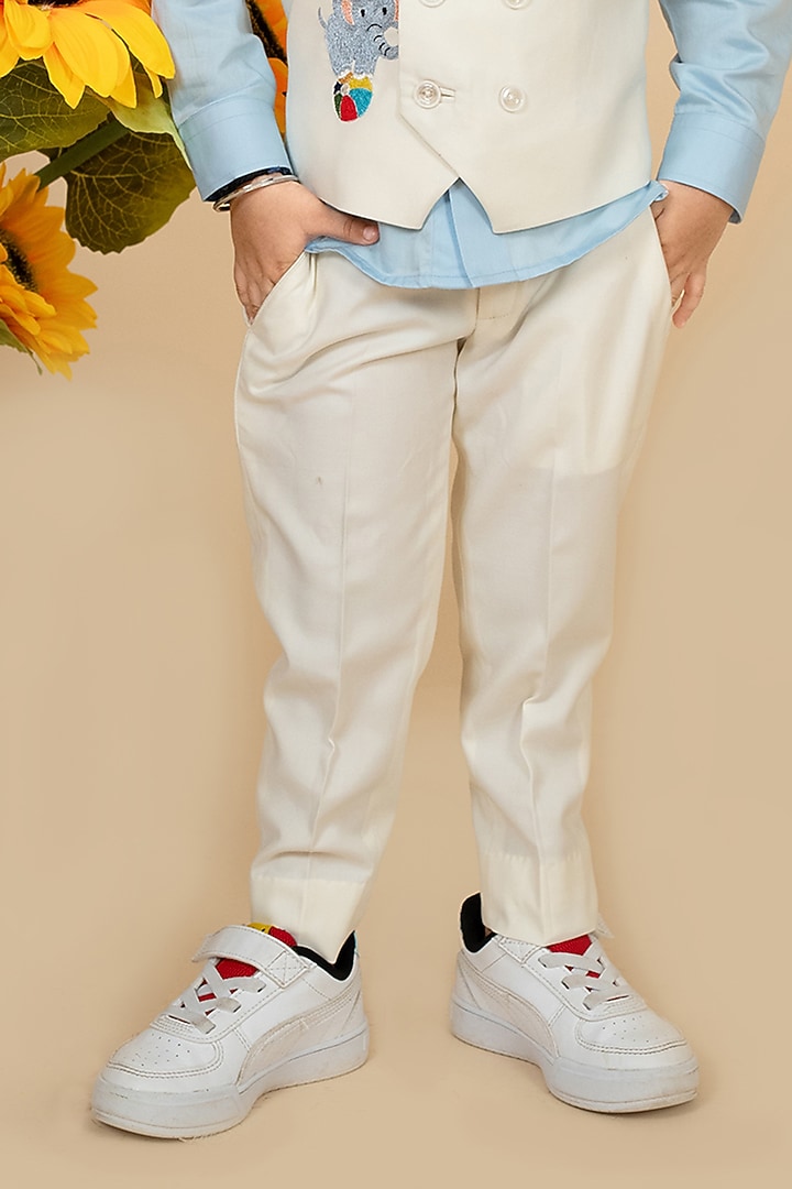 Off-White Suiting Motifs Embroidered Waistcoat Set For Boys by Little Boys Closet at Pernia's Pop Up Shop