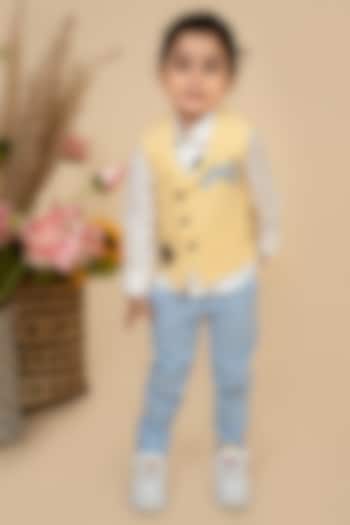 Yellow Suiting Embroidered Waistcoat Set by Little Boys Closet