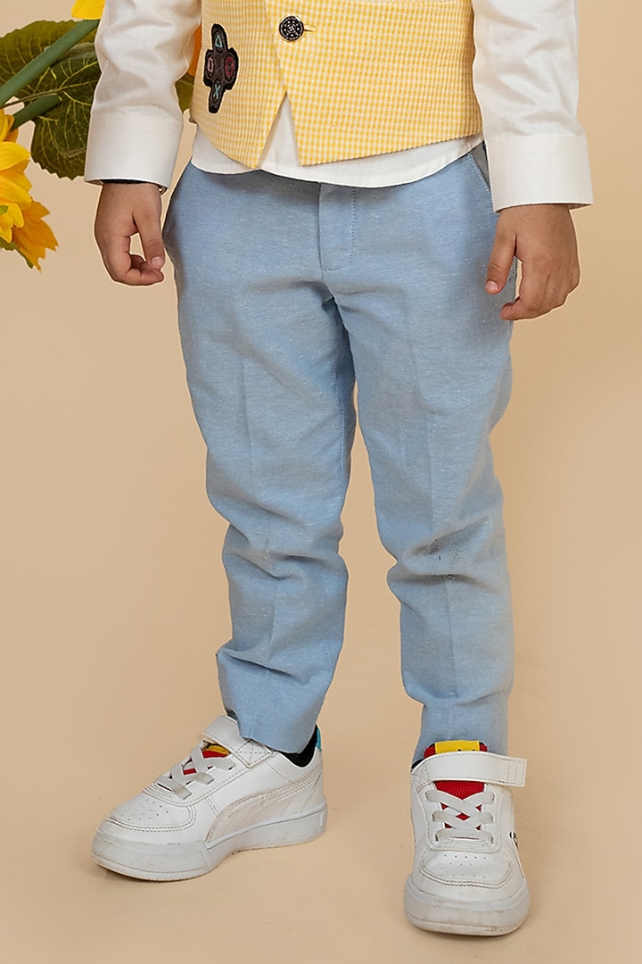 Yellow Suiting Embroidered Waistcoat Set by Little Boys Closet at Pernia's Pop Up Shop