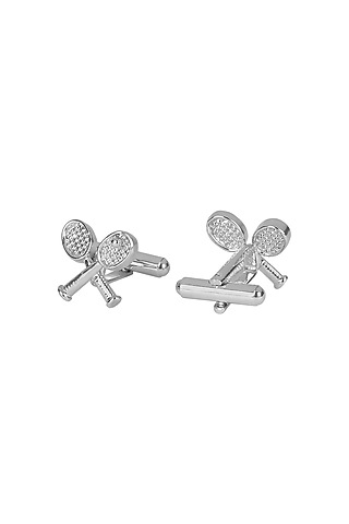 Silver Tennis Racket Cufflinks by Closet Code