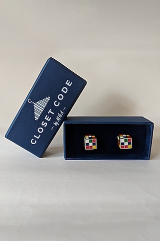 Multi Colored Rubik's Cube Enameled Cufflinks by Closet Code