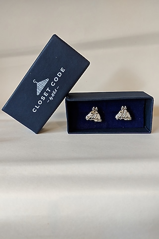 Silver Metal Derby Cufflinks by Closet Code