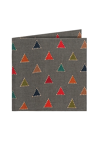 Grey Printed Pocket Square by Closet Code