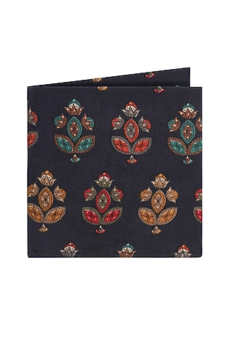 Black Pocket Square With Butta Work by Closet Code