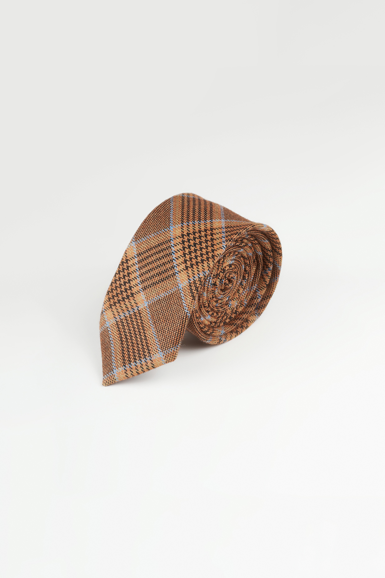 Brown Cotton Checkered Tie by Closet Code