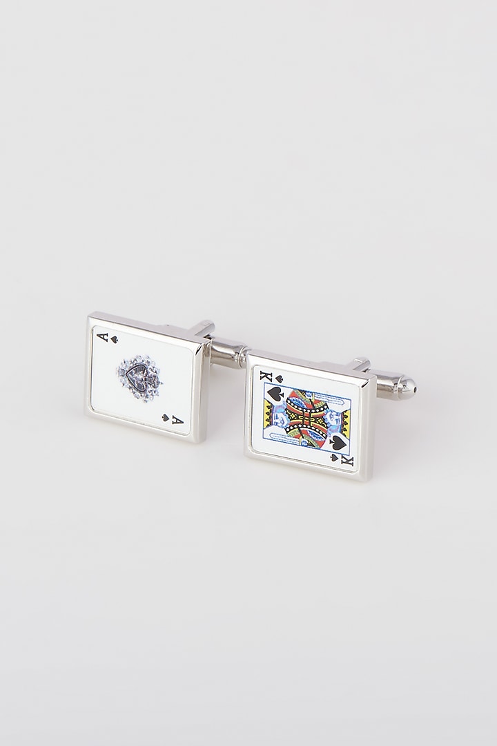 Silver Card Lover Cufflinks by Closet Code