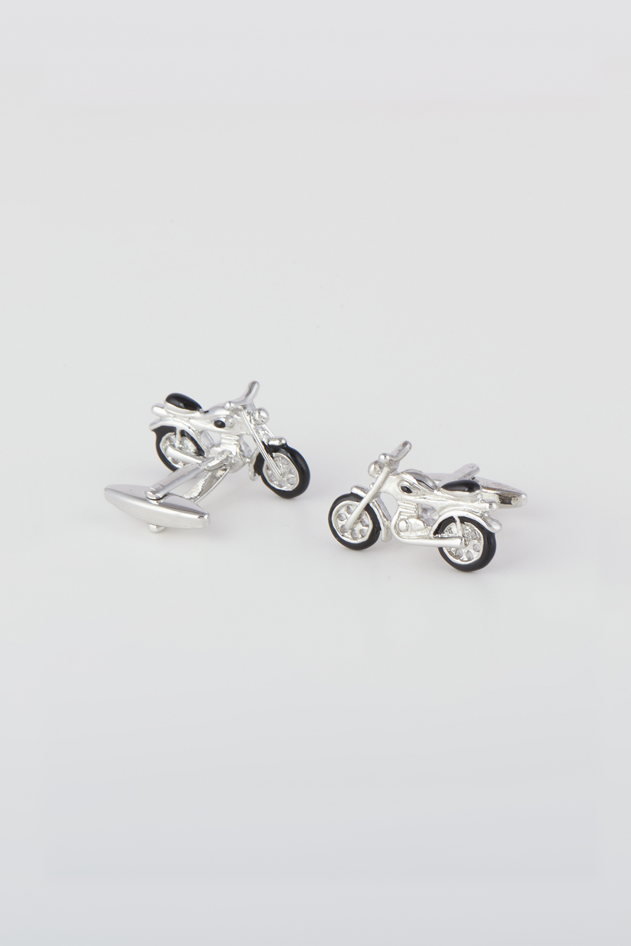 Silver & Black Bike Cufflinks by Closet Code