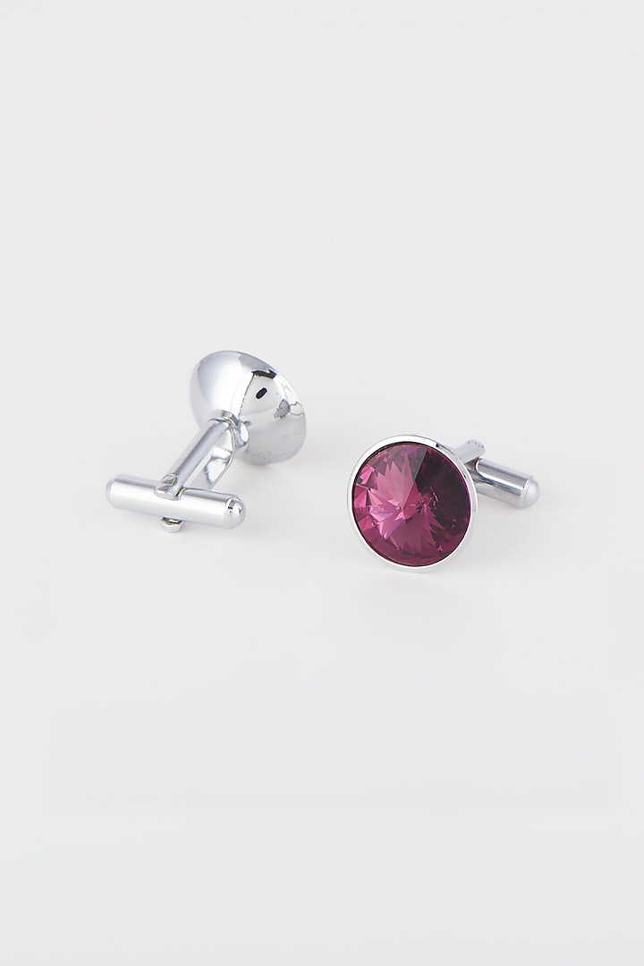 Purple Metal & Stone Cufflinks by Closet Code at Pernia's Pop Up Shop