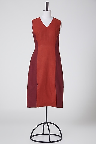 Maroon Matka Silk Jumpsuit by CLOS