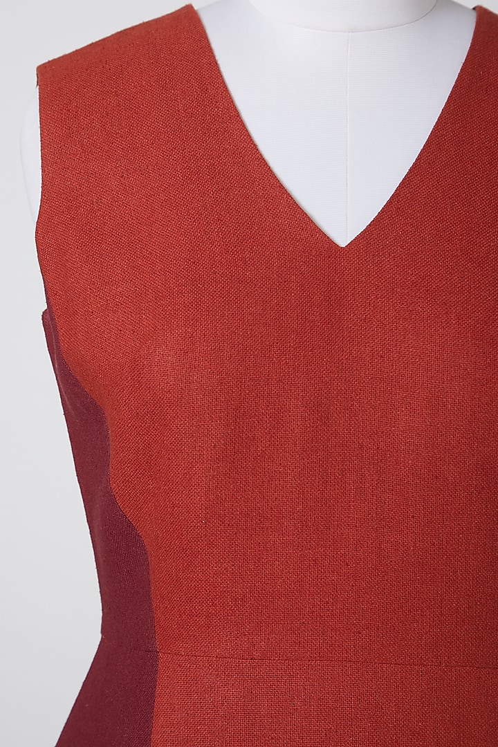 Maroon Matka Silk Jumpsuit by CLOS at Pernia's Pop Up Shop