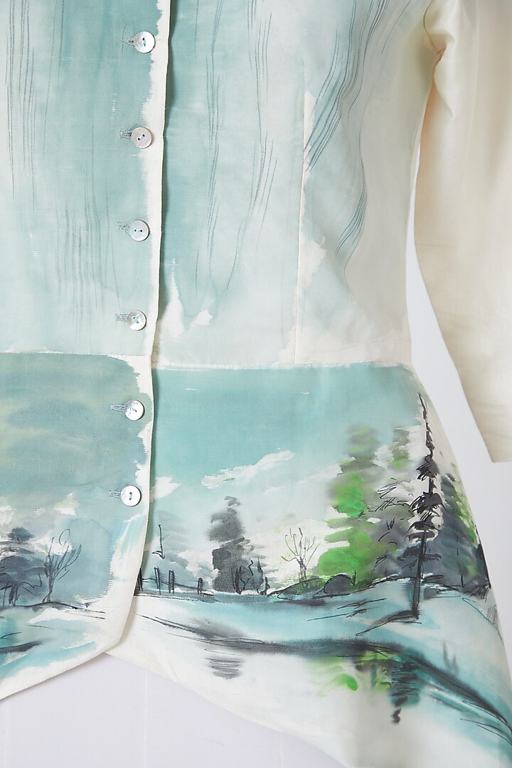 White Hand Painted Peplum Vacation Dress by CLOS at Pernia's Pop Up Shop
