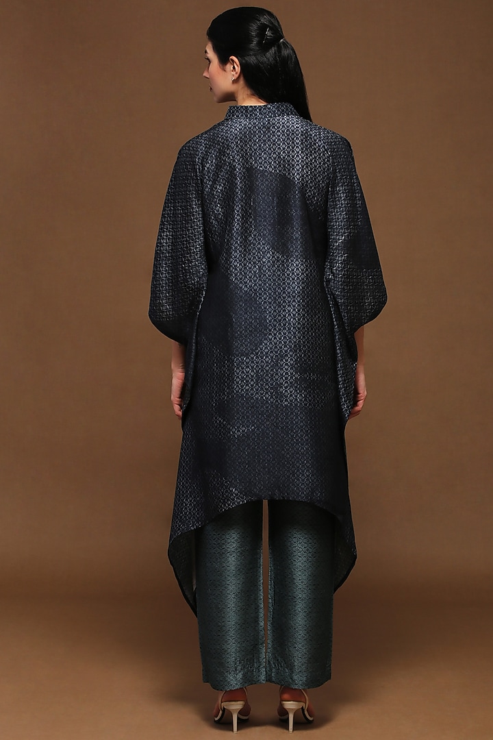Prestige Blue & Lake Blue Dupion Silk Kaftan Set by CLOS at Pernia's Pop Up Shop