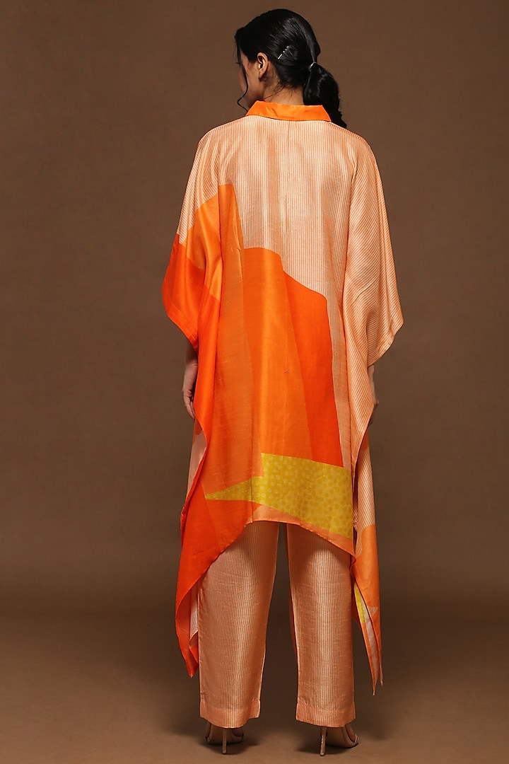 Light Orange Dupion Silk Kaftan Set by CLOS at Pernia's Pop Up Shop