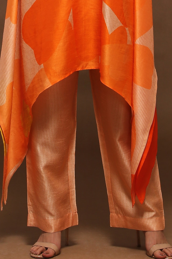 Light Orange Dupion Silk Kaftan Set by CLOS at Pernia's Pop Up Shop