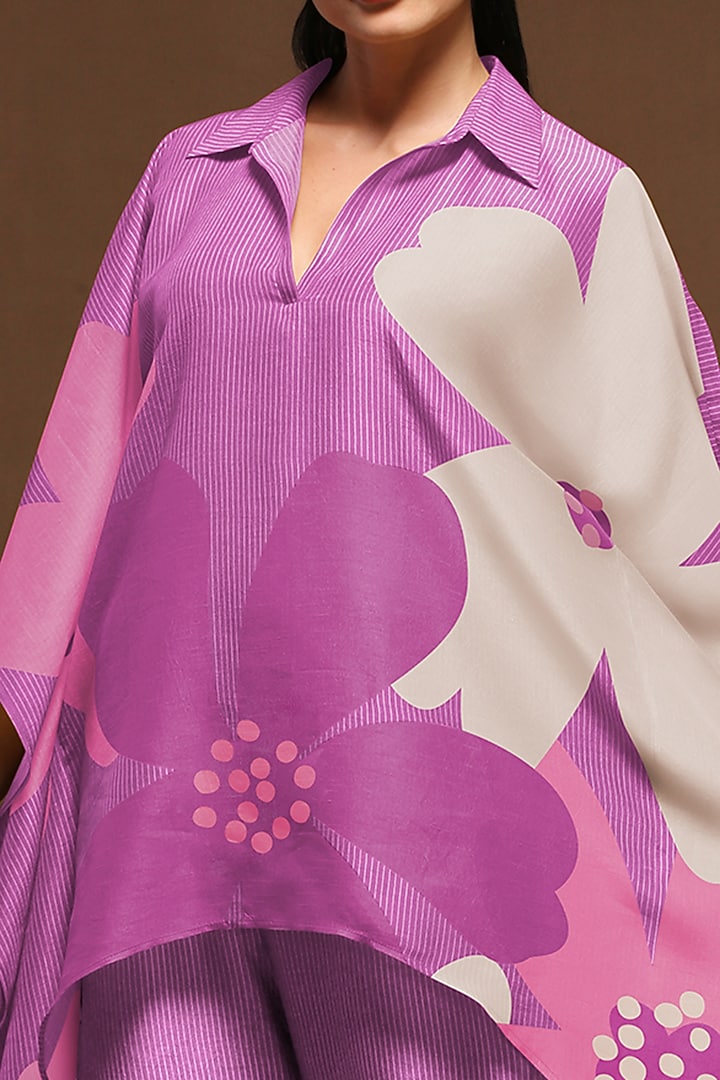 Light Purple Dupion Silk Kaftan Tunic Set by CLOS at Pernia's Pop Up Shop