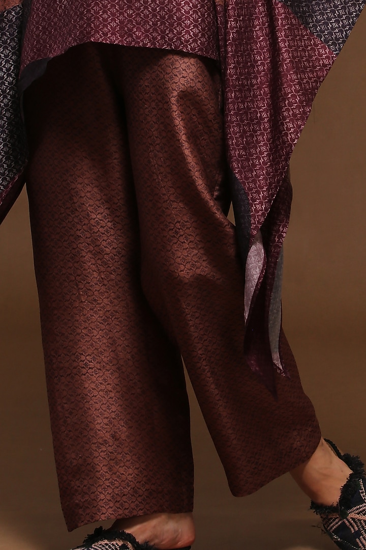 Copper & Rust-Brown Dupion Silk Kaftan Tunic Set by CLOS at Pernia's Pop Up Shop