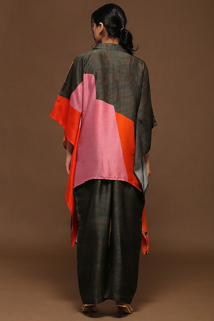 Black Dupion Silk Kaftan Tunic Set by CLOS at Pernia's Pop Up Shop