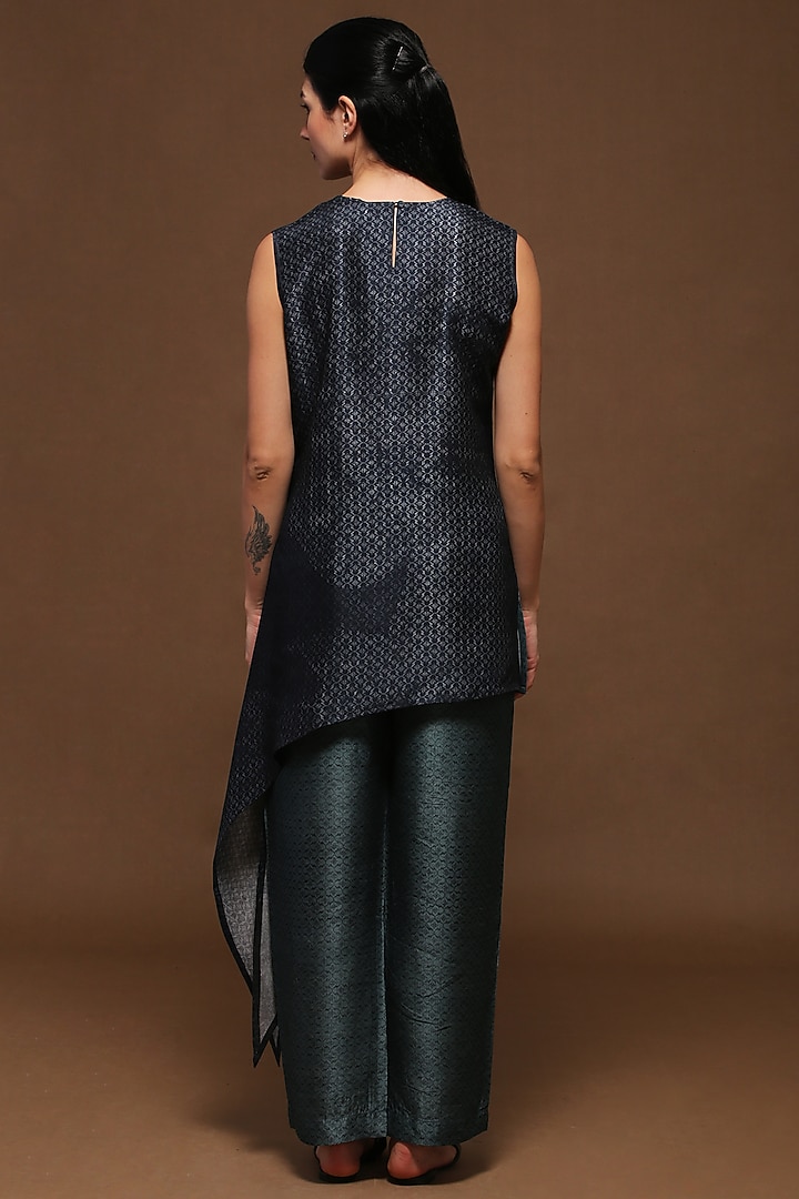 Prestige Blue & Lake Blue Dupion Silk Tunic Set by CLOS at Pernia's Pop Up Shop