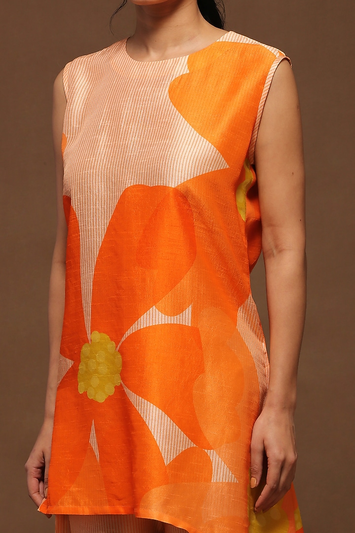 Light Orange Dupion Silk Tunic Set by CLOS at Pernia's Pop Up Shop