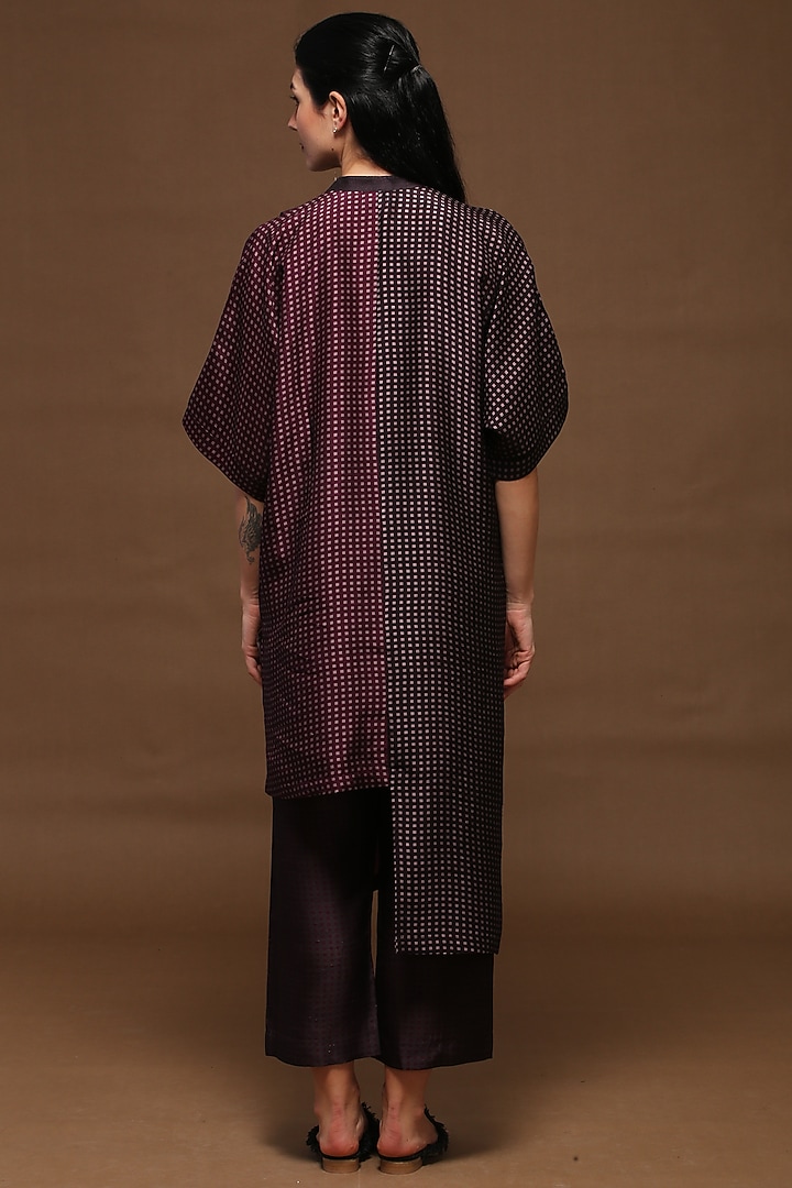 Taupe Dupion Silk Pleated Tunic Set by CLOS at Pernia's Pop Up Shop