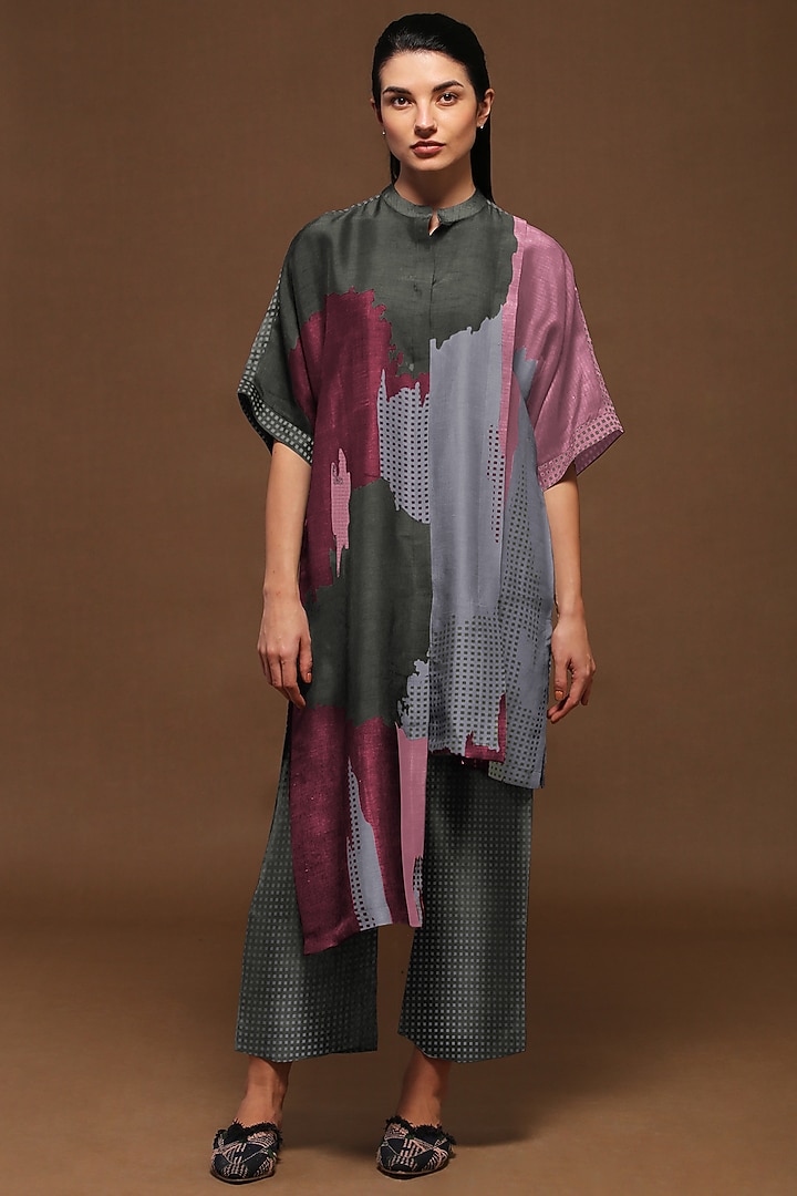 Gunmetal Grey Pleated Tunic Set by CLOS at Pernia's Pop Up Shop