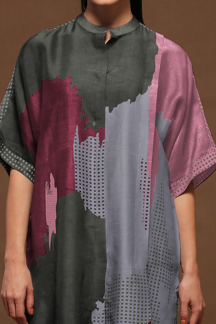 Gunmetal Grey Pleated Tunic Set by CLOS at Pernia's Pop Up Shop
