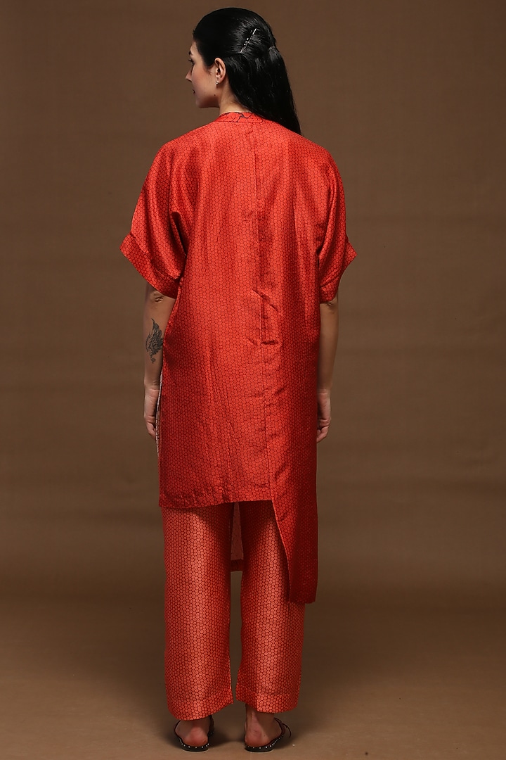 Coral Red Printed Tunic Set by CLOS at Pernia's Pop Up Shop