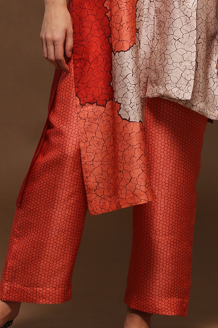 Coral Red Printed Tunic Set by CLOS at Pernia's Pop Up Shop