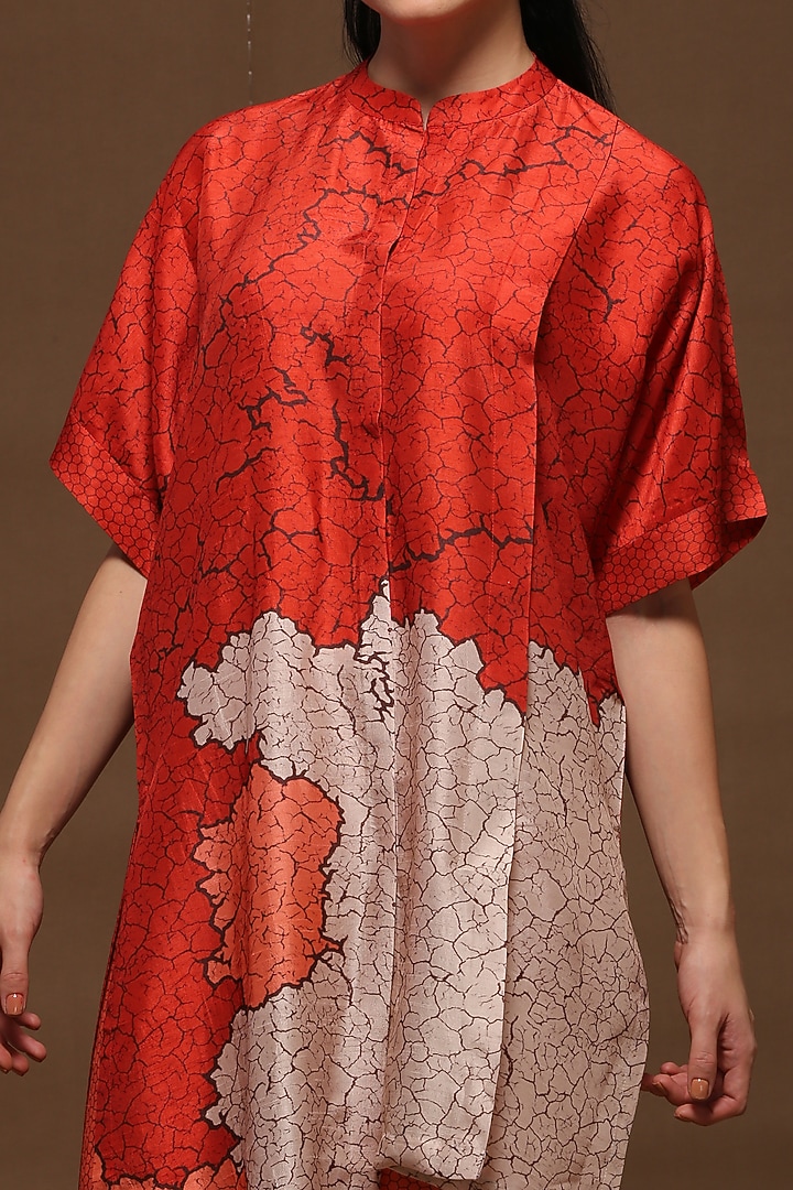 Coral Red Printed Tunic Set by CLOS at Pernia's Pop Up Shop