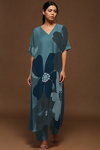 Faded Jade Printed Kurta Set by CLOS