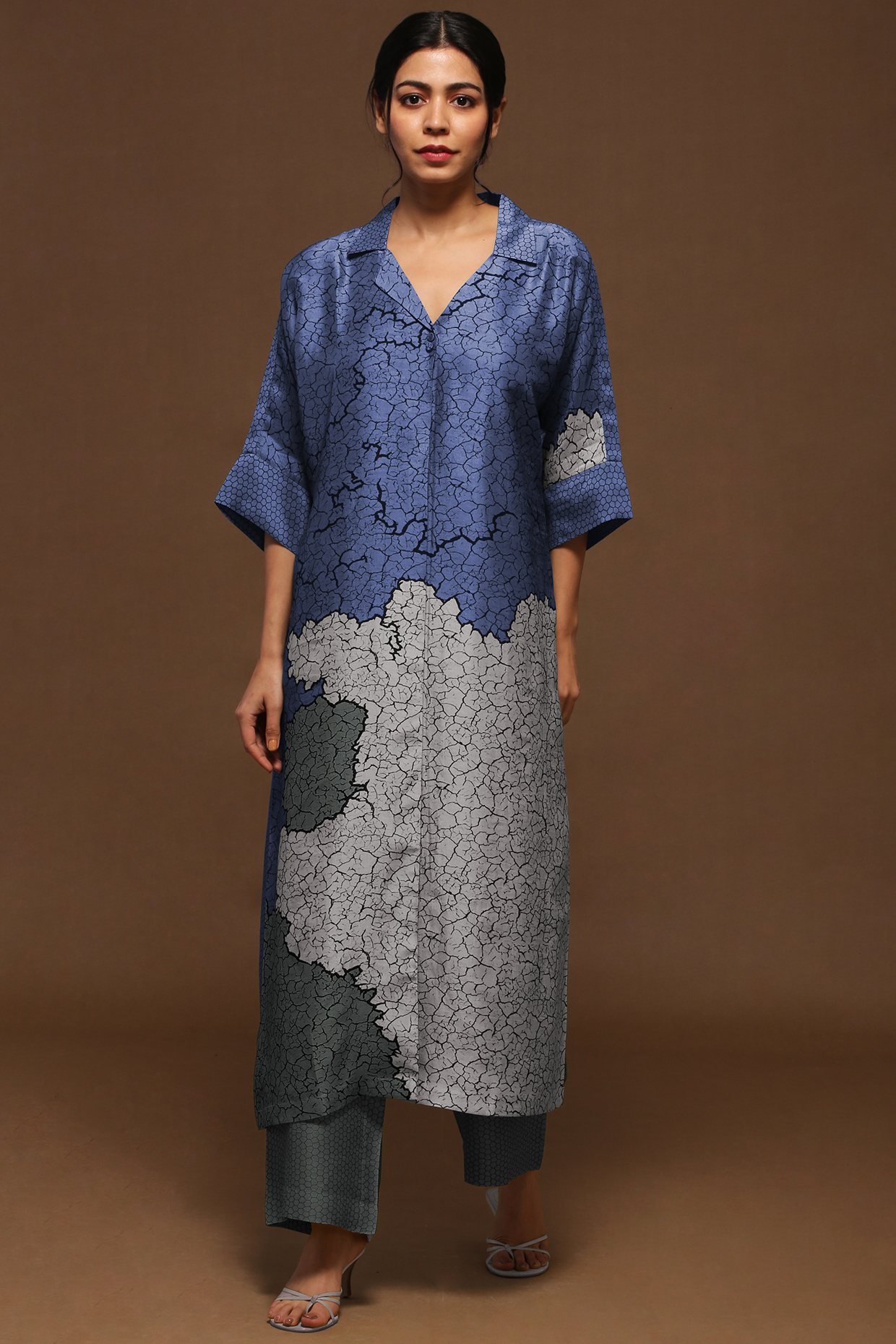 Twilight Blue Printed Kurta Set by CLOS at Pernia's Pop Up Shop