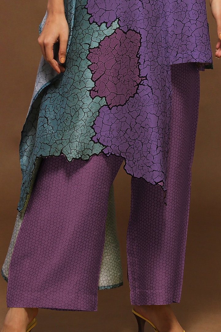 Metallic Blue Asymmetrical Tunic Set by CLOS at Pernia's Pop Up Shop