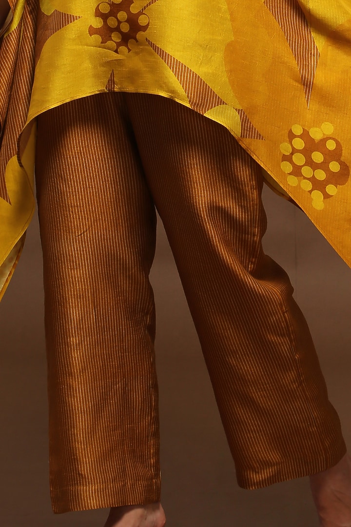 Ochre Yellow Printed Kaftan Set by CLOS at Pernia's Pop Up Shop