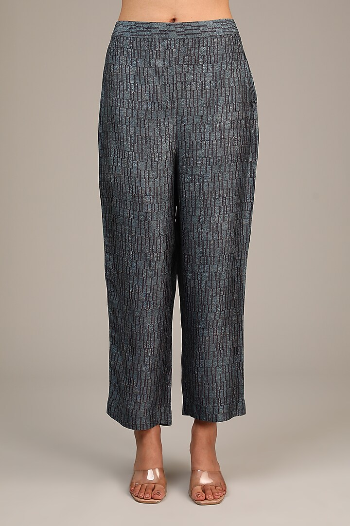 Grey Dupion Silk Geometric Printed Co-Ord Set by CLOS at Pernia's Pop Up Shop