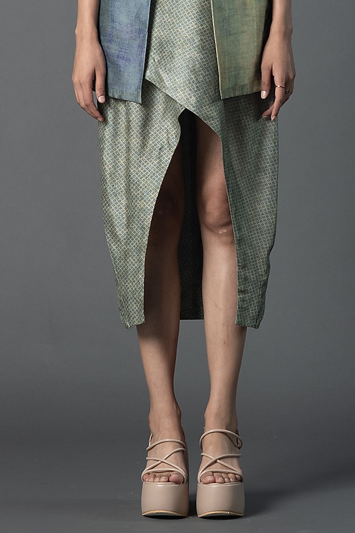 Sage Green Dupion Silk Jacket Vacation Dress by CLOS at Pernia's Pop Up Shop
