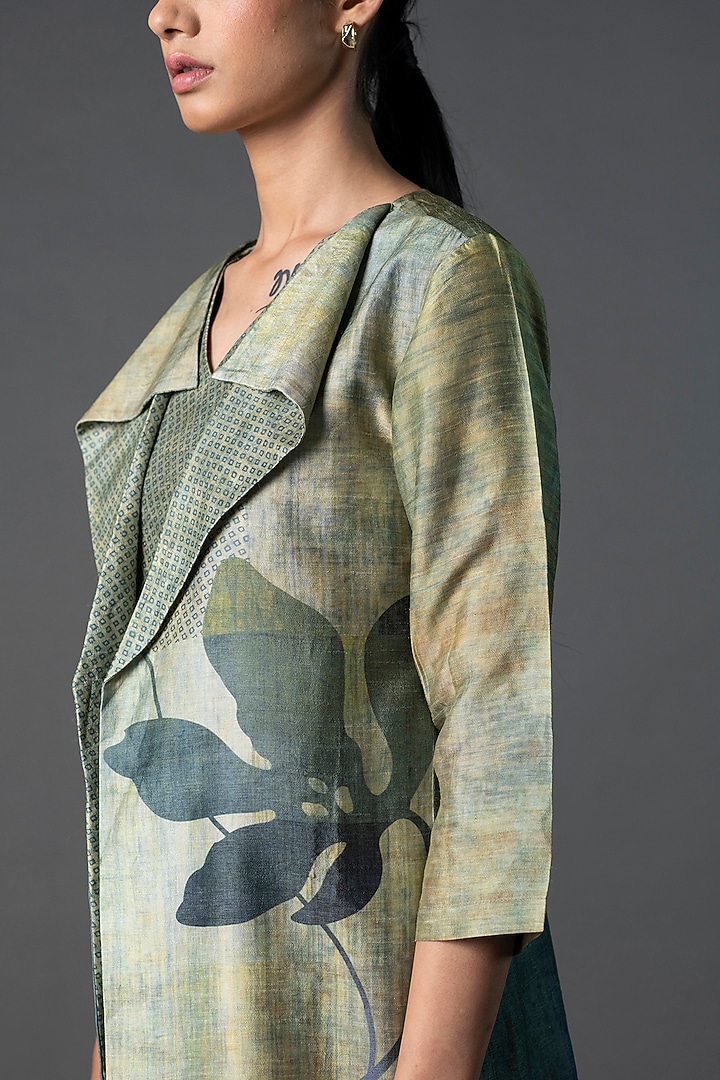 Sage Green Dupion Silk Jacket Dress by CLOS at Pernia's Pop Up Shop 2026