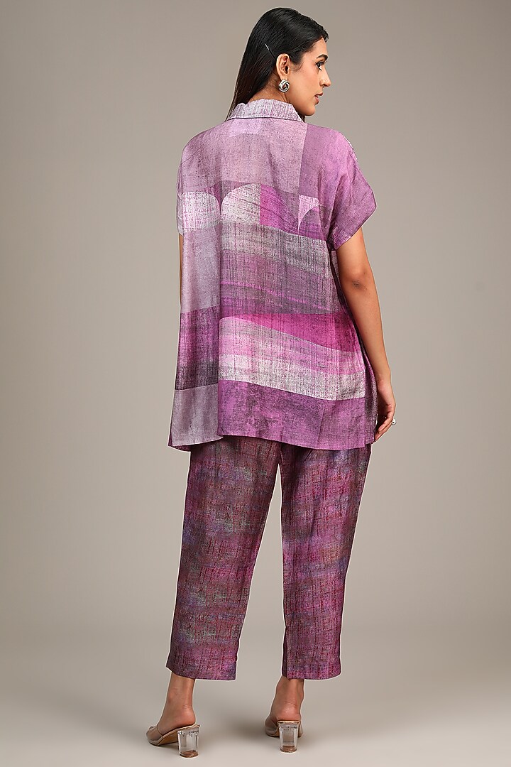 Purple Dupion Silk Geometric Printed Co-Ord Set by CLOS at Pernia's Pop Up Shop