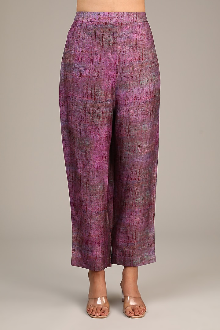 Purple Dupion Silk Geometric Printed Co-Ord Set by CLOS at Pernia's Pop Up Shop