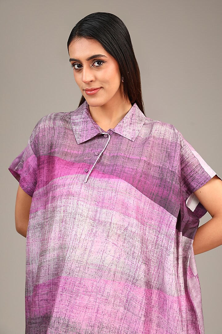 Purple Dupion Silk Geometric Printed Co-Ord Set by CLOS at Pernia's Pop Up Shop