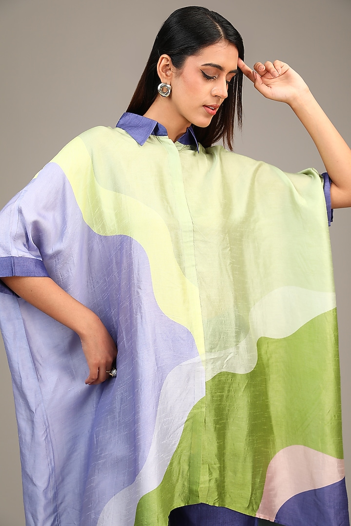 Multi-Colored Dupion Silk Geometric Printed Co-Ord Set by CLOS at Pernia's Pop Up Shop