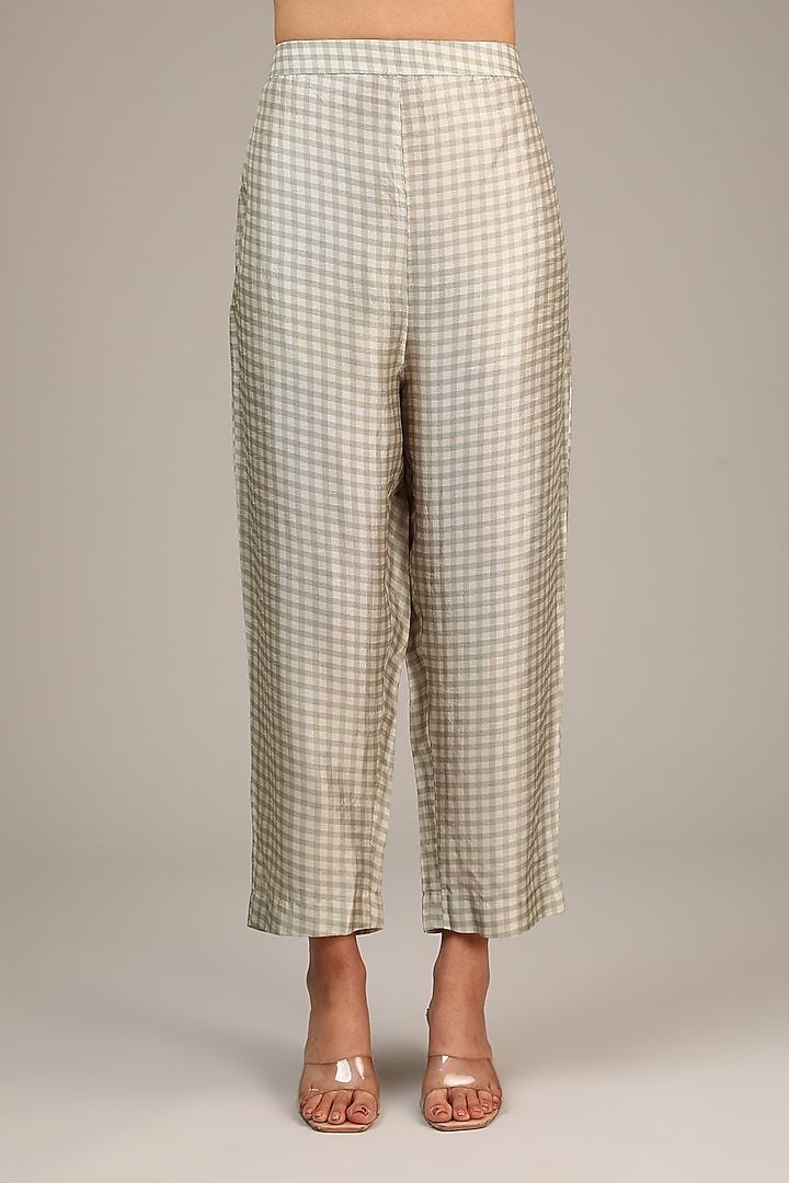 Green Dupion Silk Geometric Printed Co-Ord Set by CLOS at Pernia's Pop Up Shop