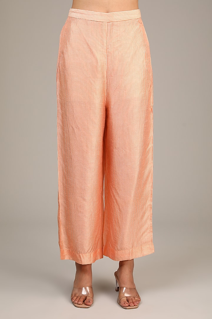 Orange Dupion Silk Floral Printed Tunic Set by CLOS at Pernia's Pop Up Shop