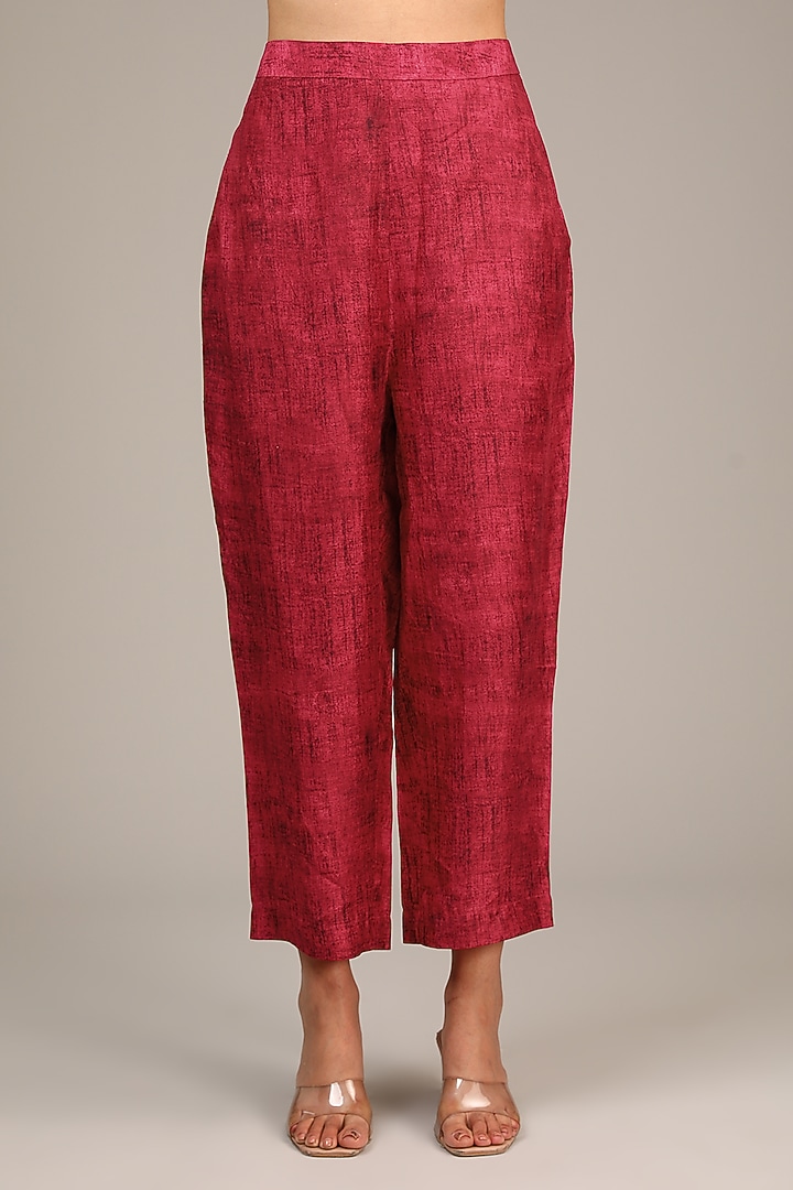 Maroon Dupion Silk Geometric Printed Co-Ord Set by CLOS at Pernia's Pop Up Shop