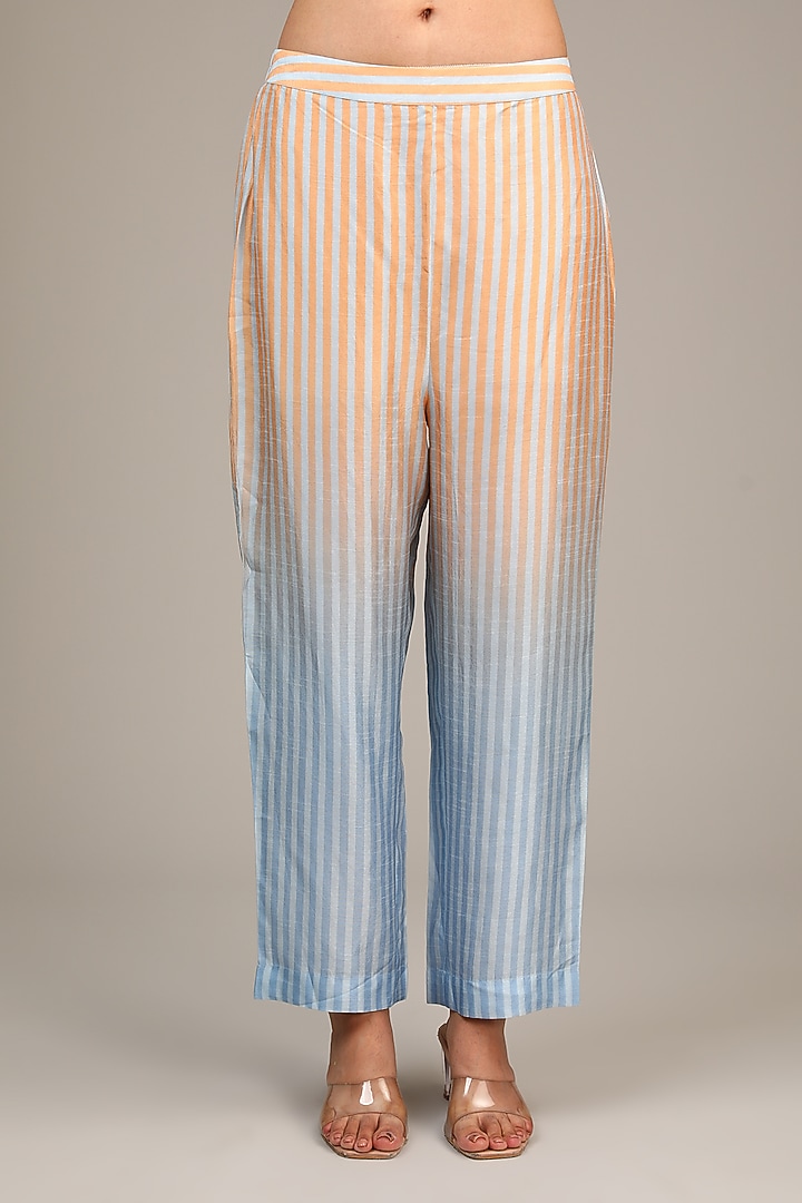 Blue Dupion Silk Geometric Printed Co-Ord Set by CLOS at Pernia's Pop Up Shop