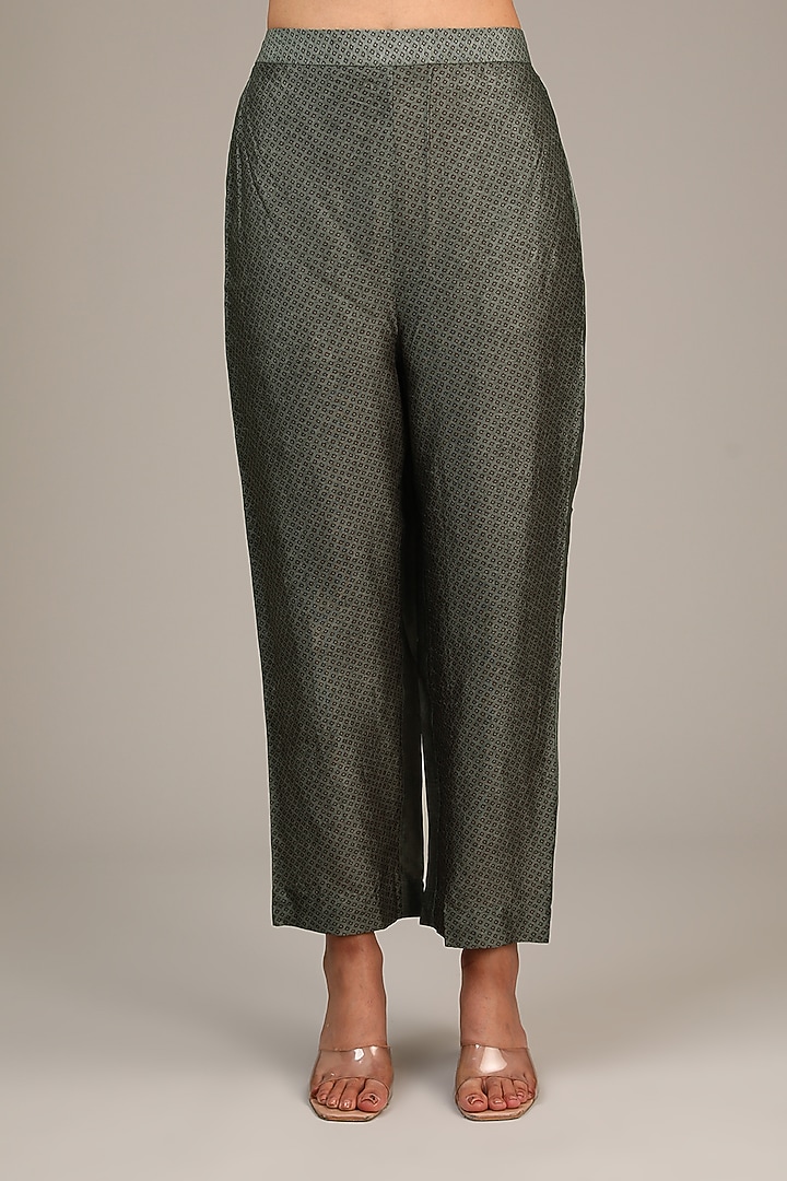 Grey Dupion Silk Geometric Printed Co-Ord Set by CLOS at Pernia's Pop Up Shop