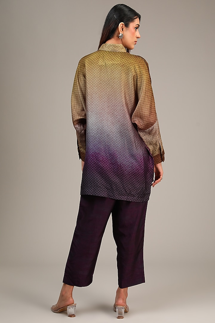 Purple Dupion Silk Geometric Printed Co-Ord Set by CLOS at Pernia's Pop Up Shop