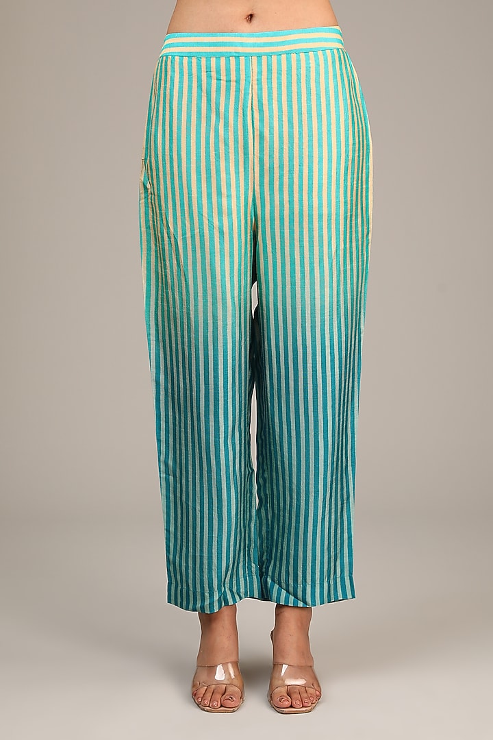 Blue Dupion Silk Geometric Printed Co-Ord Set by CLOS at Pernia's Pop Up Shop