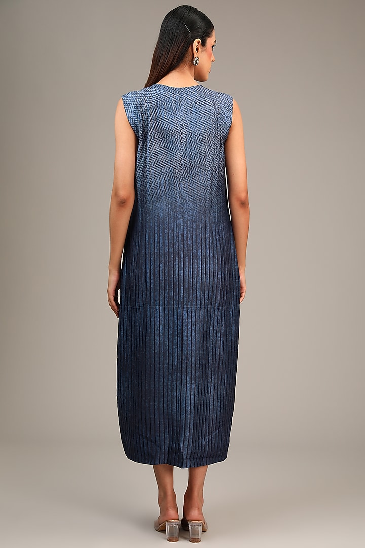 Blue Dupion Silk Asymmetric Tulip-Cut Jacket Vacation Dress by CLOS at Pernia's Pop Up Shop