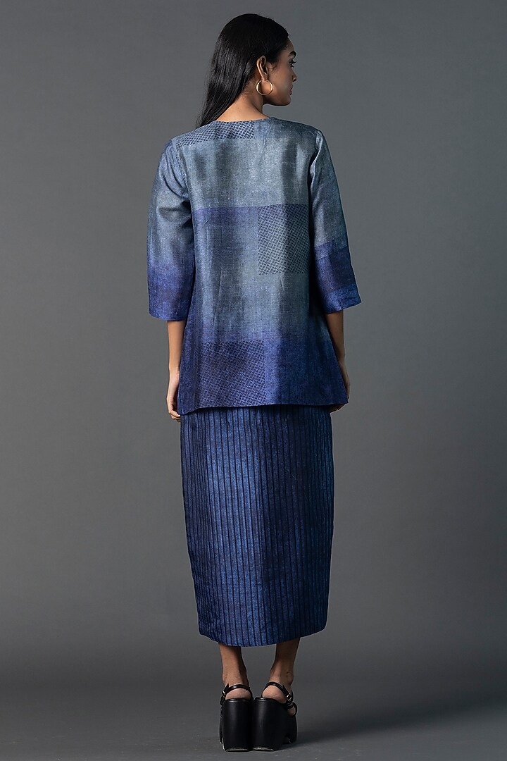 Royal Blue Dupion Silk Crop Jacket Vacation Dress by CLOS at Pernia's Pop Up Shop