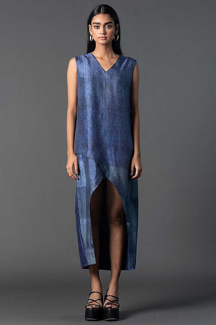 Royal Blue Dupion Silk Crop Jacket Vacation Dress by CLOS at Pernia's Pop Up Shop